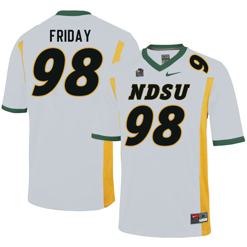Men #98 Bryce Friday North Dakota State Bison College Football Jerseys Stitched-White